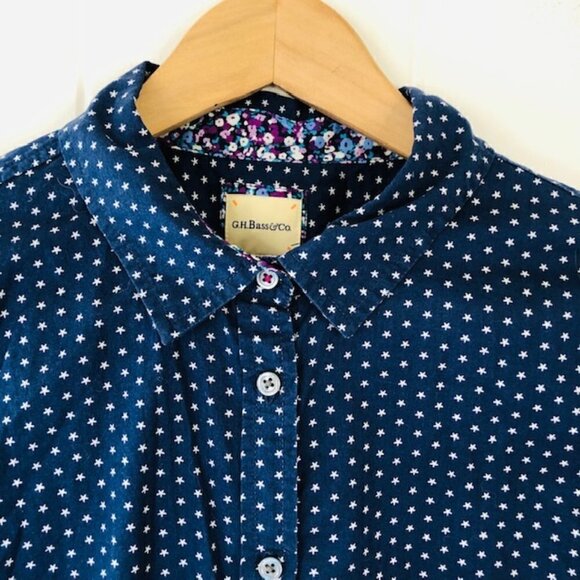 GH Bass & Company Womens Shirt Star Print Button Up X-Large - Picture 4 of 8